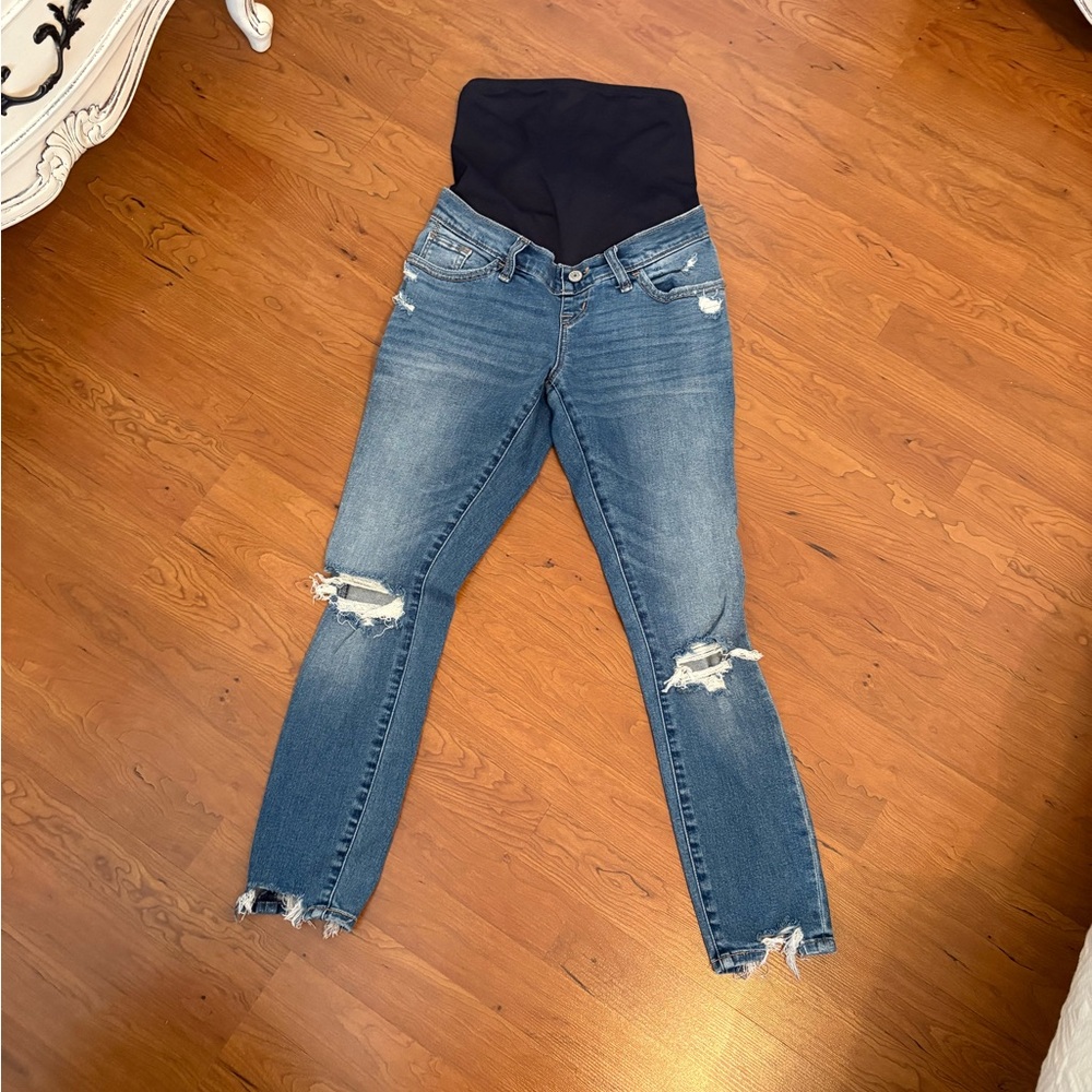 Abercrombie & Fitch Maternity Distressed Blue Skinny Jeans